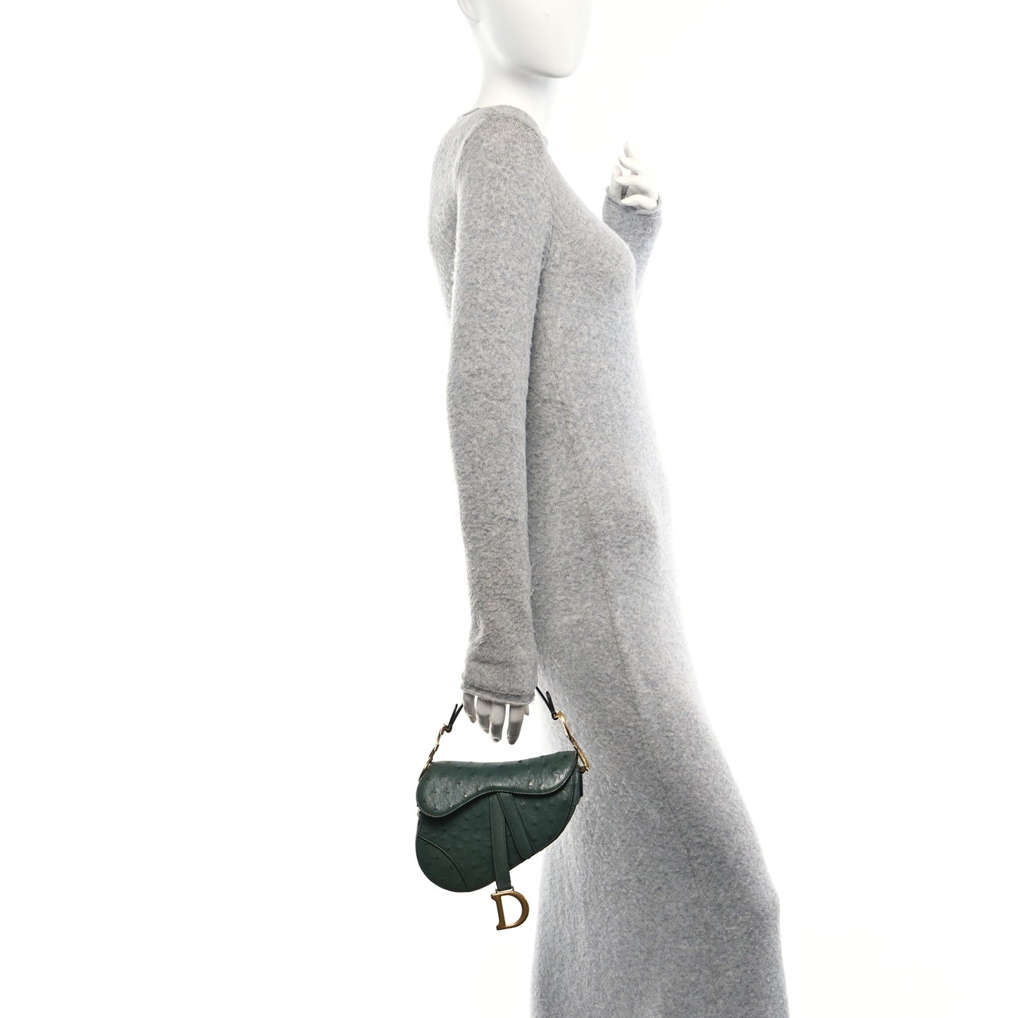 Ostrich Mini Saddle Bag Green