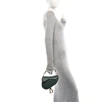 Christian Dior Ostrich Mini Saddle Bag Green 2 of 9