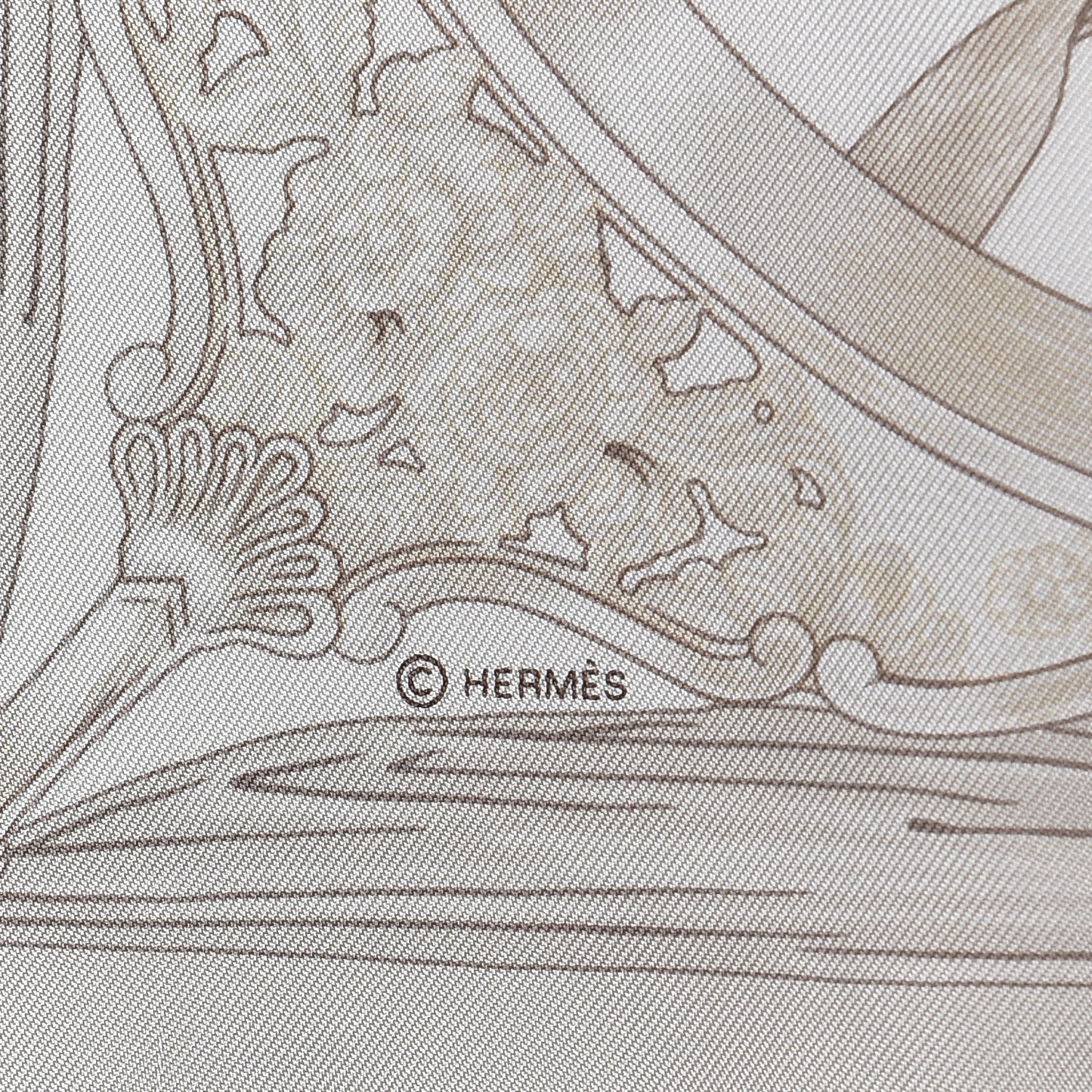 Silk Etriers Pocket Square Ivory Gris Perle Blanc