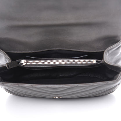 Saint Laurent Sheepskin Matelasse Chevron Monogram Medium College Bag Light Coal 5 of 17