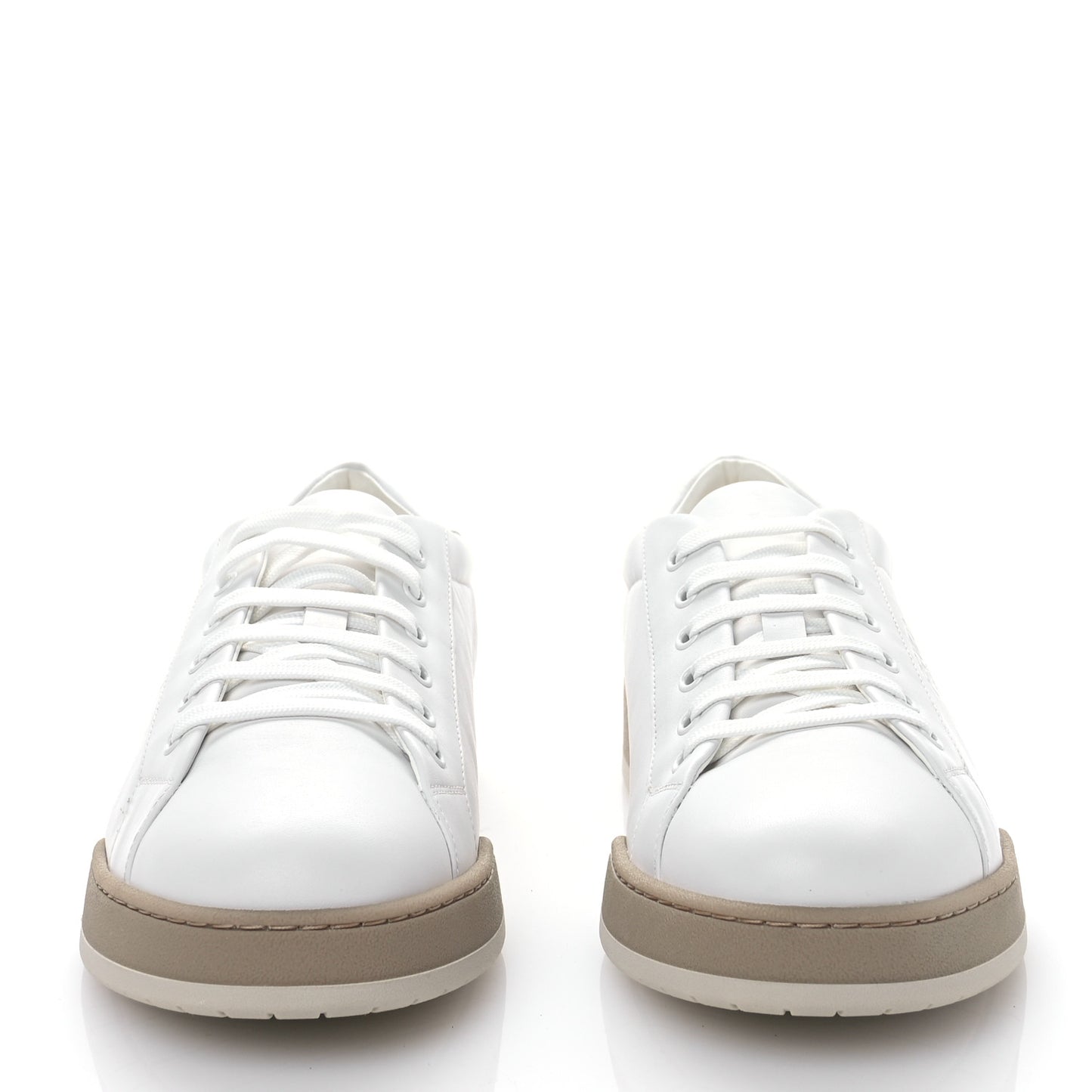 Calfskin Mens Fendi Match Low Top Sneakers 10.5 White Beige