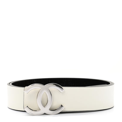 Chanel Patent Calfskin CC Reversible Belt 95 Black White 2 of 10