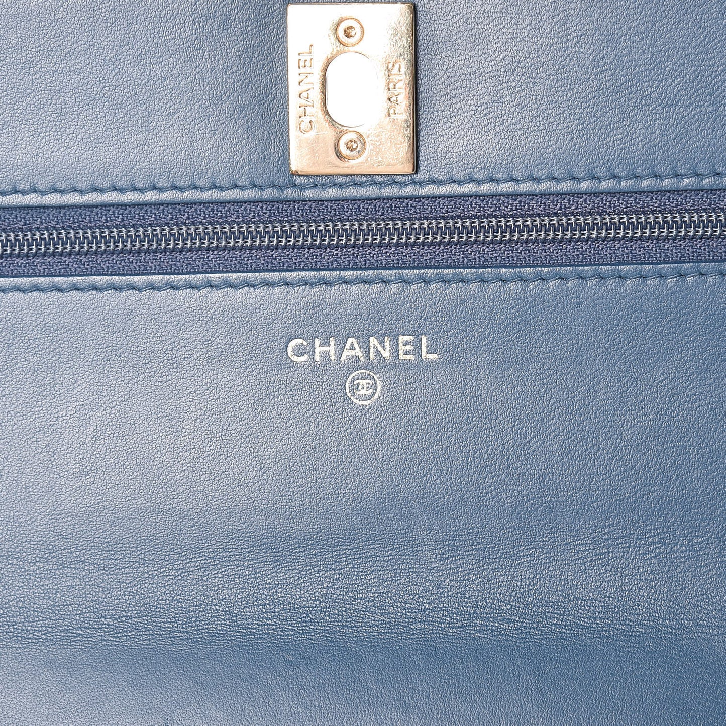 Lambskin Quilted Trendy CC Wallet On Chain WOC Blue