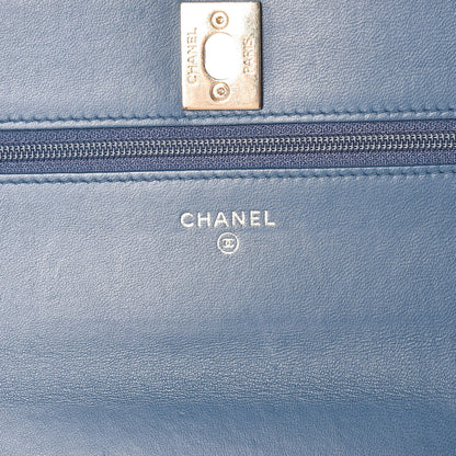 Chanel Lambskin Quilted Trendy CC Wallet On Chain WOC Blue 6 of 27