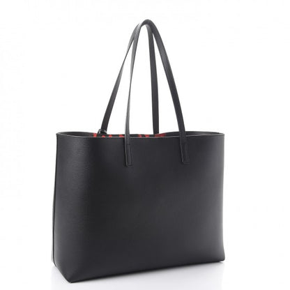 Saint Laurent Calfskin Large Shopping Tote Black Red 4 of 12