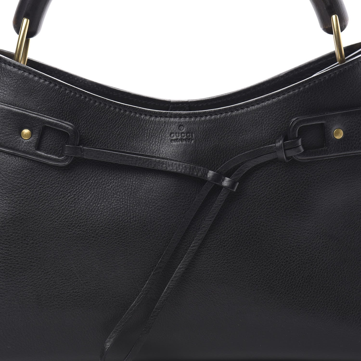 Gucci Calfskin Bamboo Handle Tote Black 8 of 11