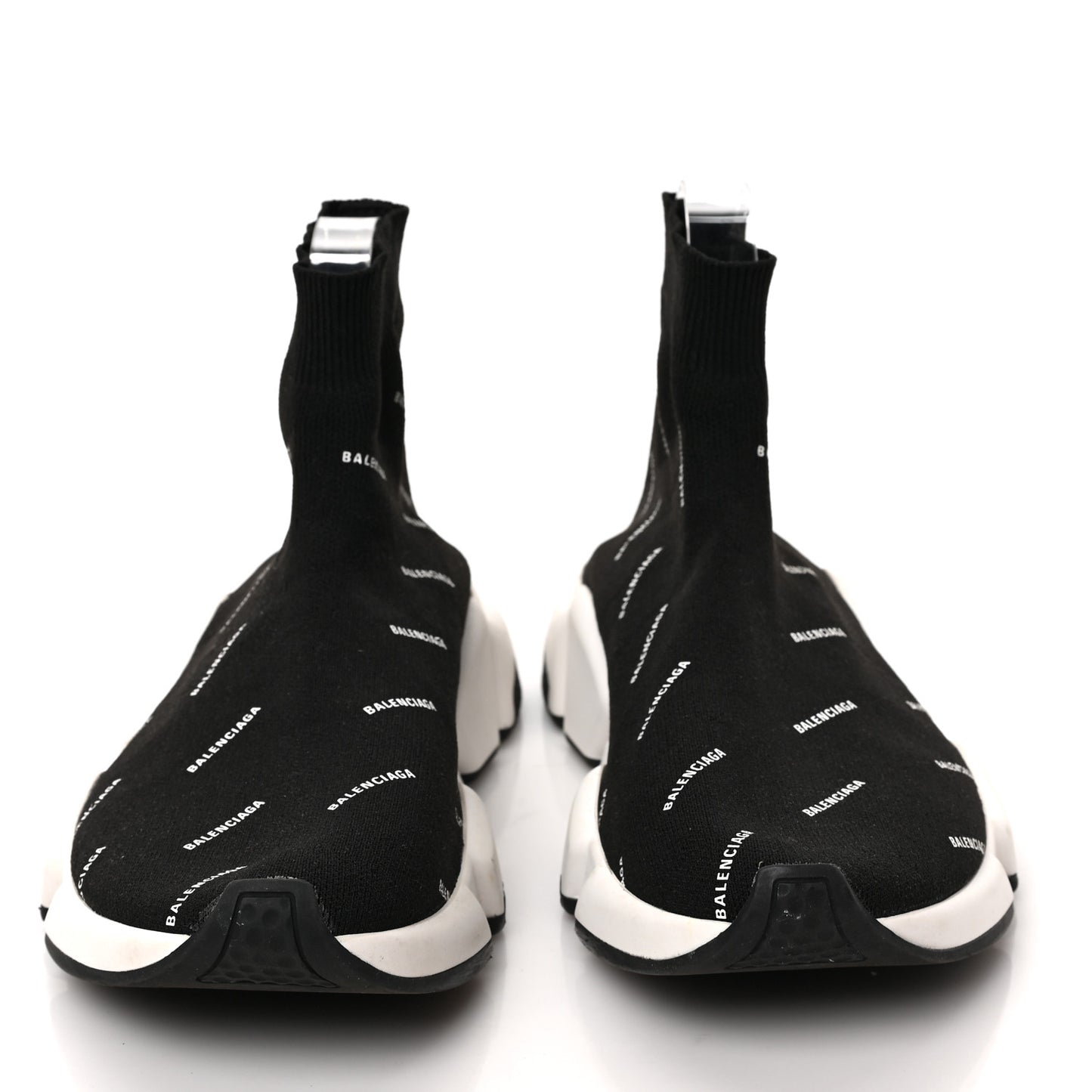 Neoprene Knit Allover Logo Bi-Color Sole Womens Speed Sneakers 37 Black White