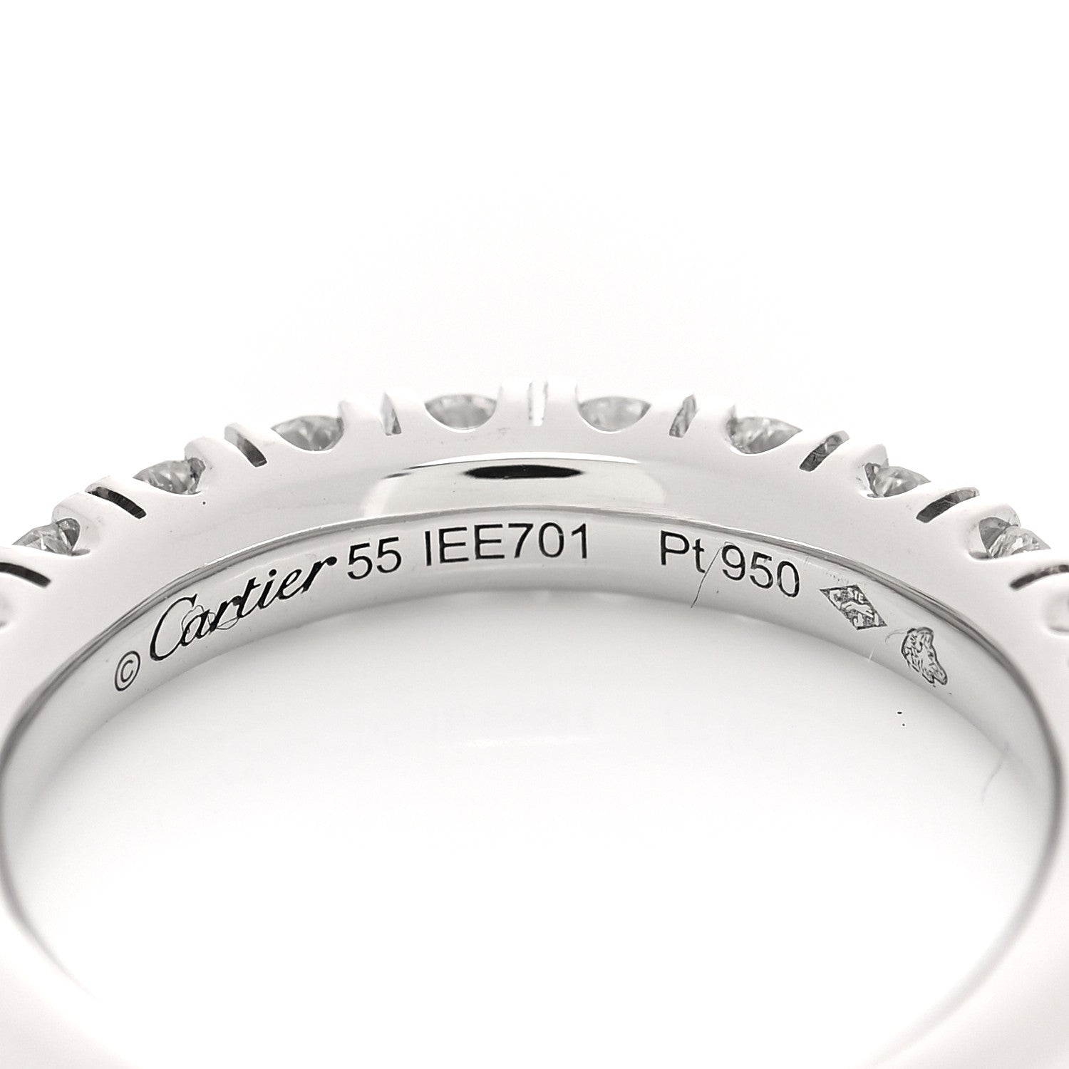 Cartier Platinum Diamond 3.5mm Etincelle de Cartier Wedding Band Ring 55 7.25 4 of 6