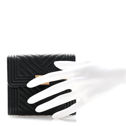 Chanel Caviar Chevron Quilted Boy Compact Wallet Black 2 of 10