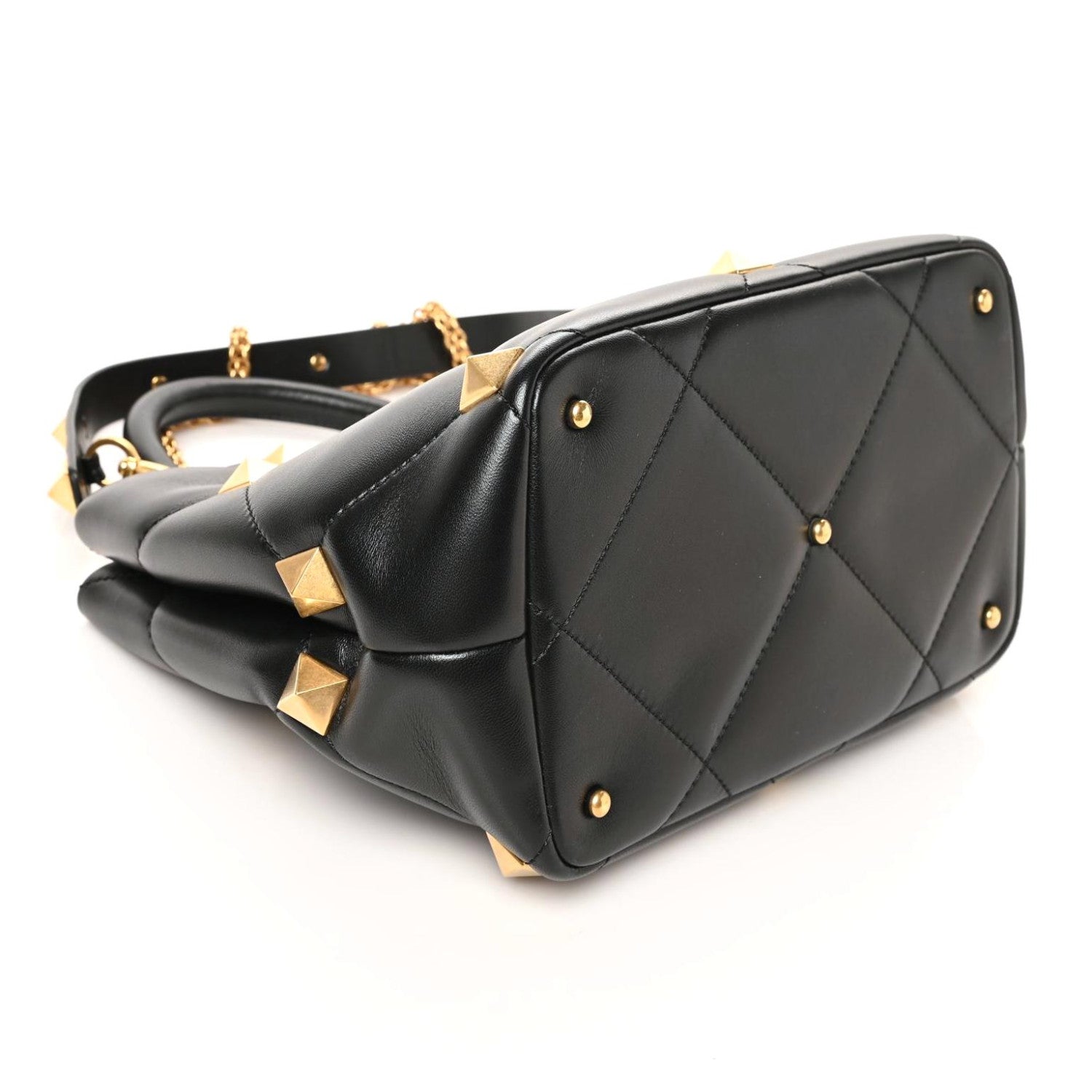 Valentino Garavani Nappa Roman Stud The Handle Bag Black 7 of 8