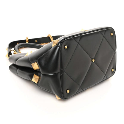 Valentino Garavani Nappa Roman Stud The Handle Bag Black 7 of 8