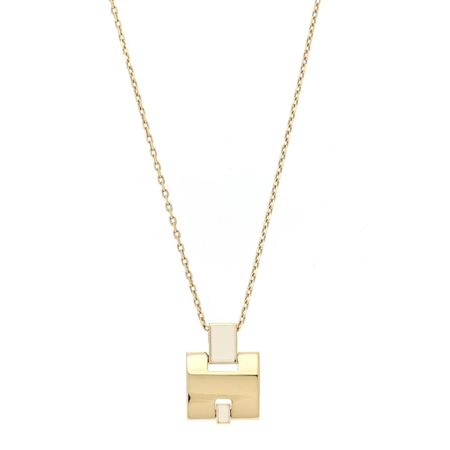 Gold Plated Lacquered Eileen Pendant Necklace White