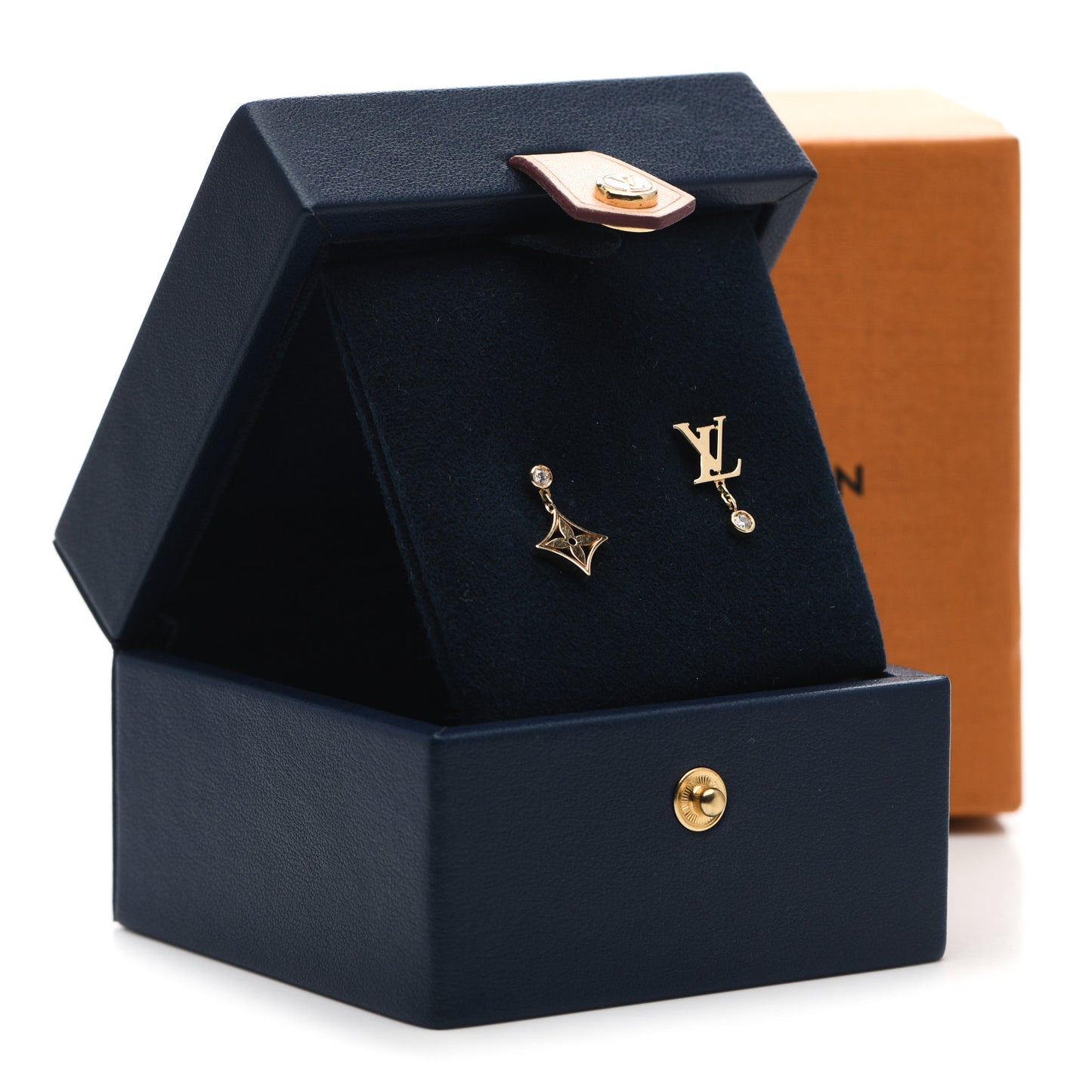 18K Yellow Gold Diamond Idylle Blossom Monogram Stud Earrings