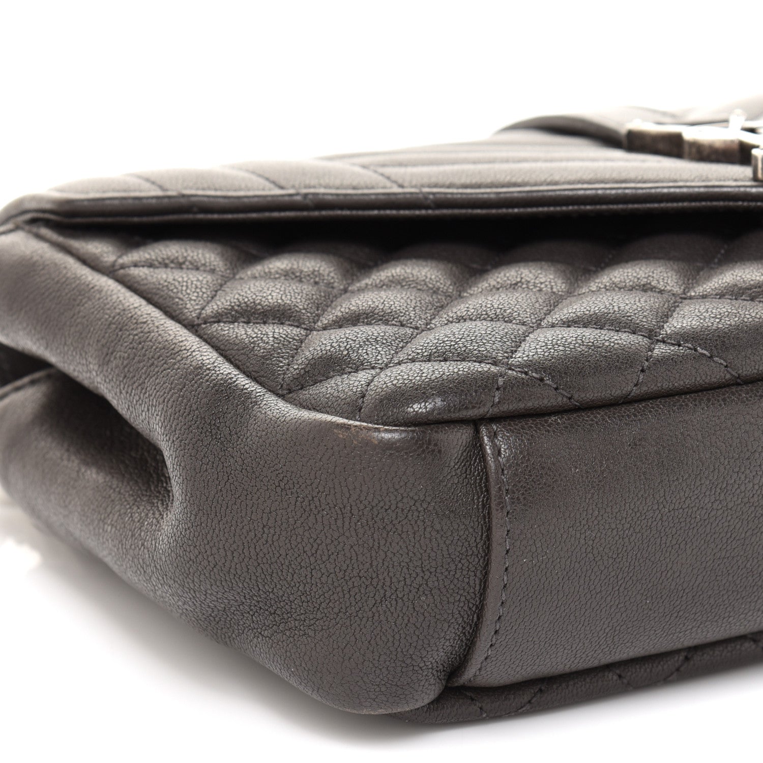 Saint Laurent Sheepskin Tri-Quilt Monogram Medium College Bag Coal 10 of 14