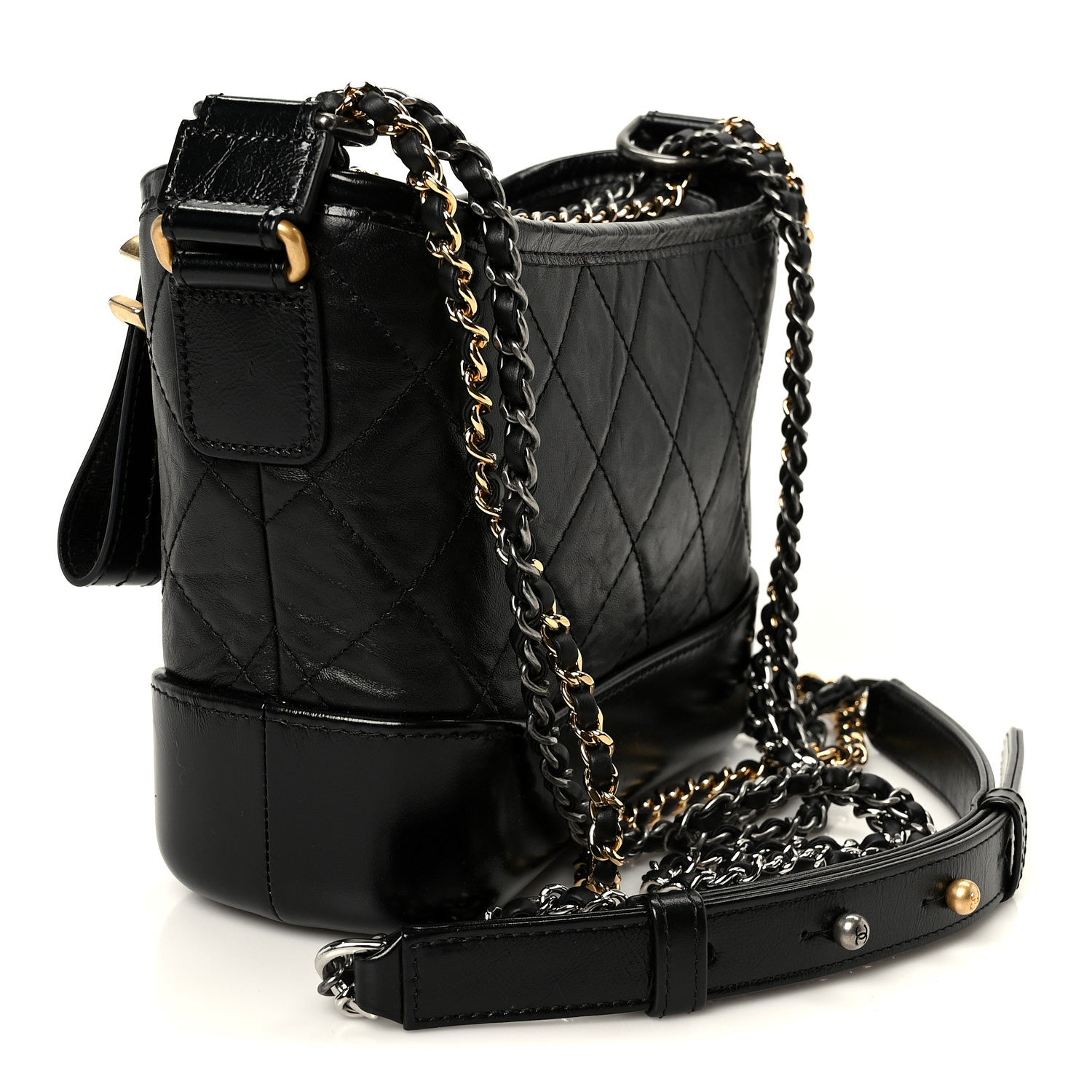 Chanel Aged Calfskin Quilted Small Gabrielle Hobo Black 3 of 10