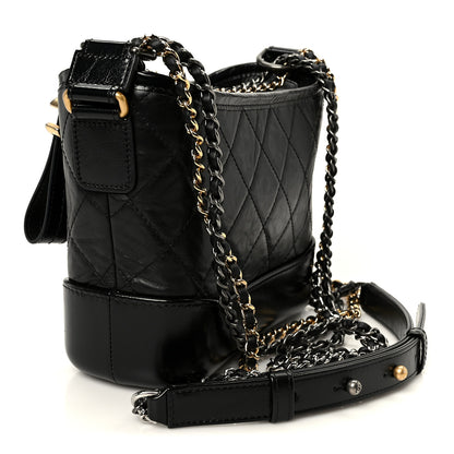 Chanel Aged Calfskin Quilted Small Gabrielle Hobo Black 3 of 10