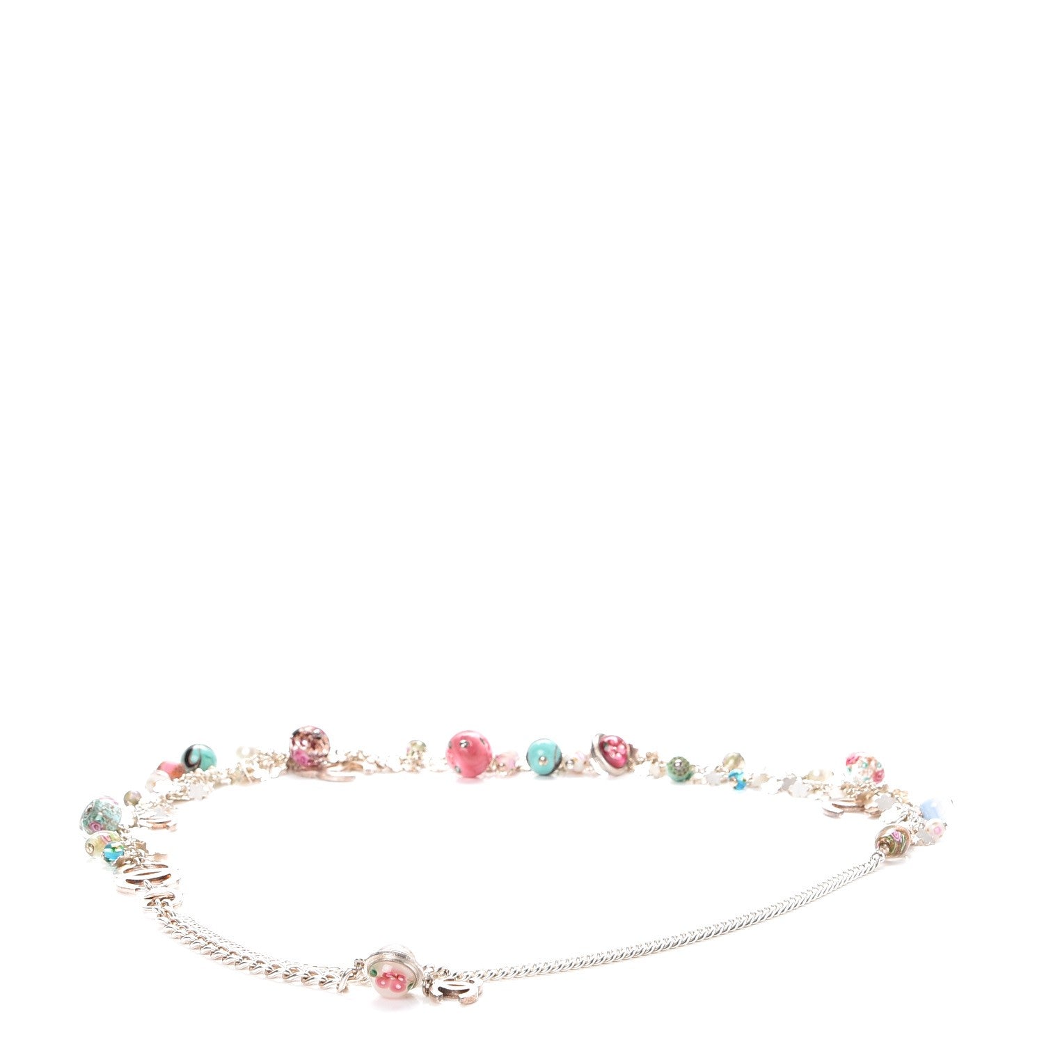 Chanel Glass Beaded Charm CC Belt Silver Multicolor 1 of 8