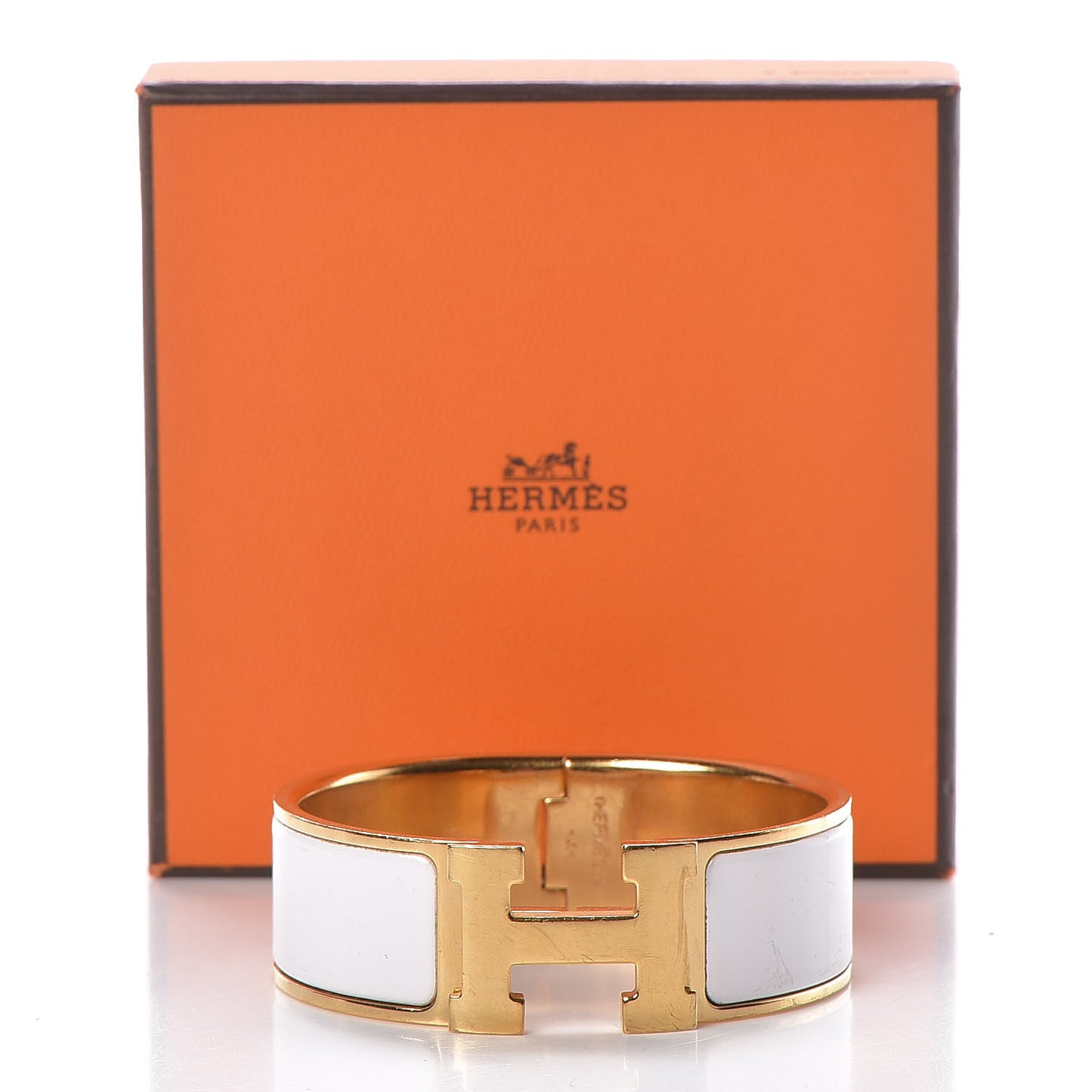 Enamel Wide Clic Clac H Bracelet PM White