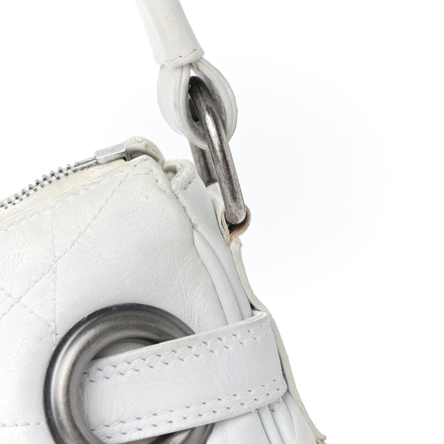 Lambskin Cannage Small Hobo White