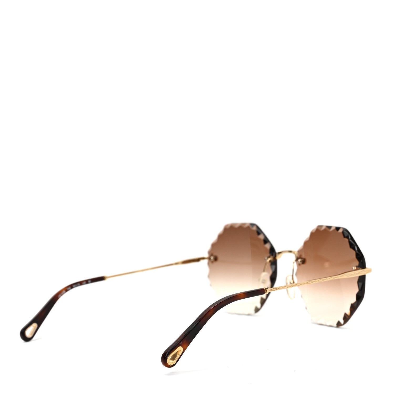 Chloe Rosie Bevelled Round Sunglasses CE143S Gold Gradient Brown 4 of 6