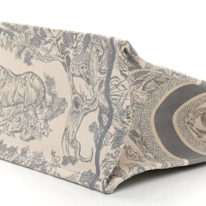 Christian Dior Canvas Embroidered Medium Dioriviera Toile De Jouy Book Tote Gray 9 of 9