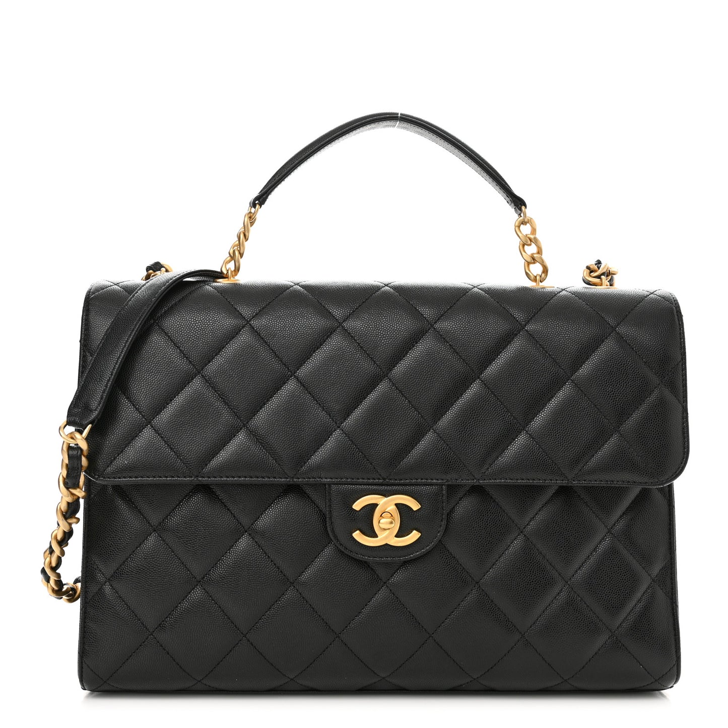 Caviar Quilted Carry Me Top Handle Flap Black