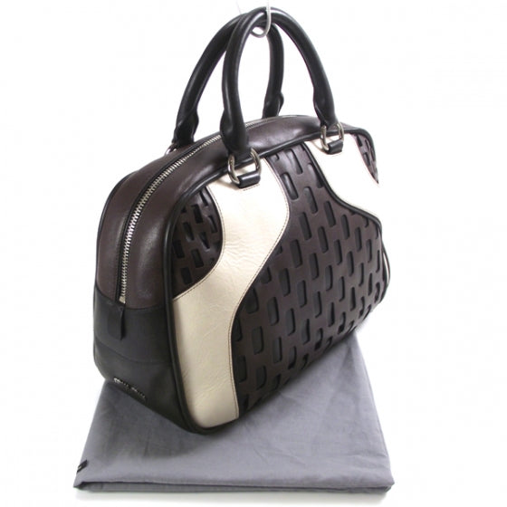 Miu Miu Leather Punched Bauletto Brown 3 of 12