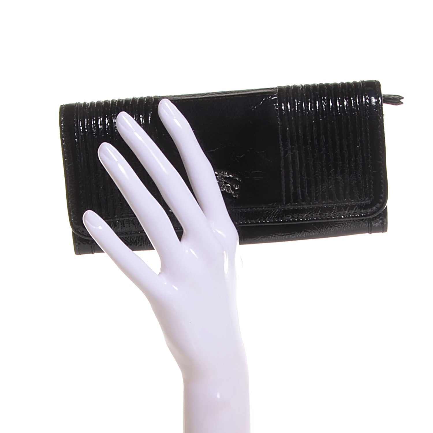 Burberry Crinkled Patent Continental Wallet Black 2 of 9