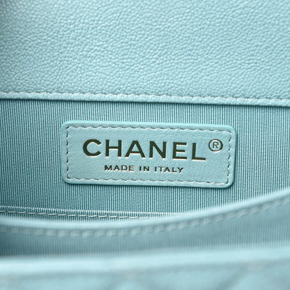 Chanel Caviar Quilted North South Boy Flap Light Blue 6 of 9