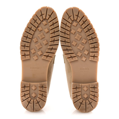 Hermes Suede Goatskin Womens Faubourg Loafers 36 Beige Argile 6 of 10