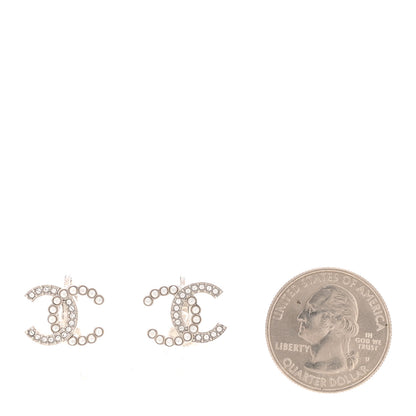 Chanel Crystal Pearl CC Clip On Earrings Silver 2 of 5