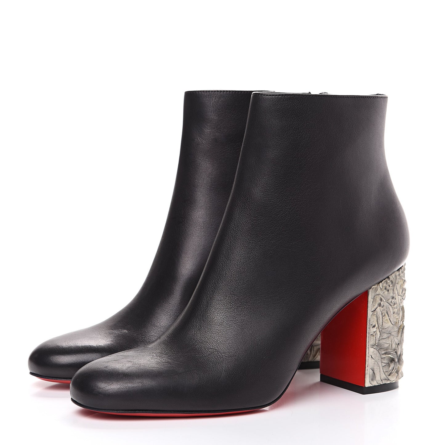 Calfskin Bas Relief Pietra 85 Ankle Boots 39.5 Black