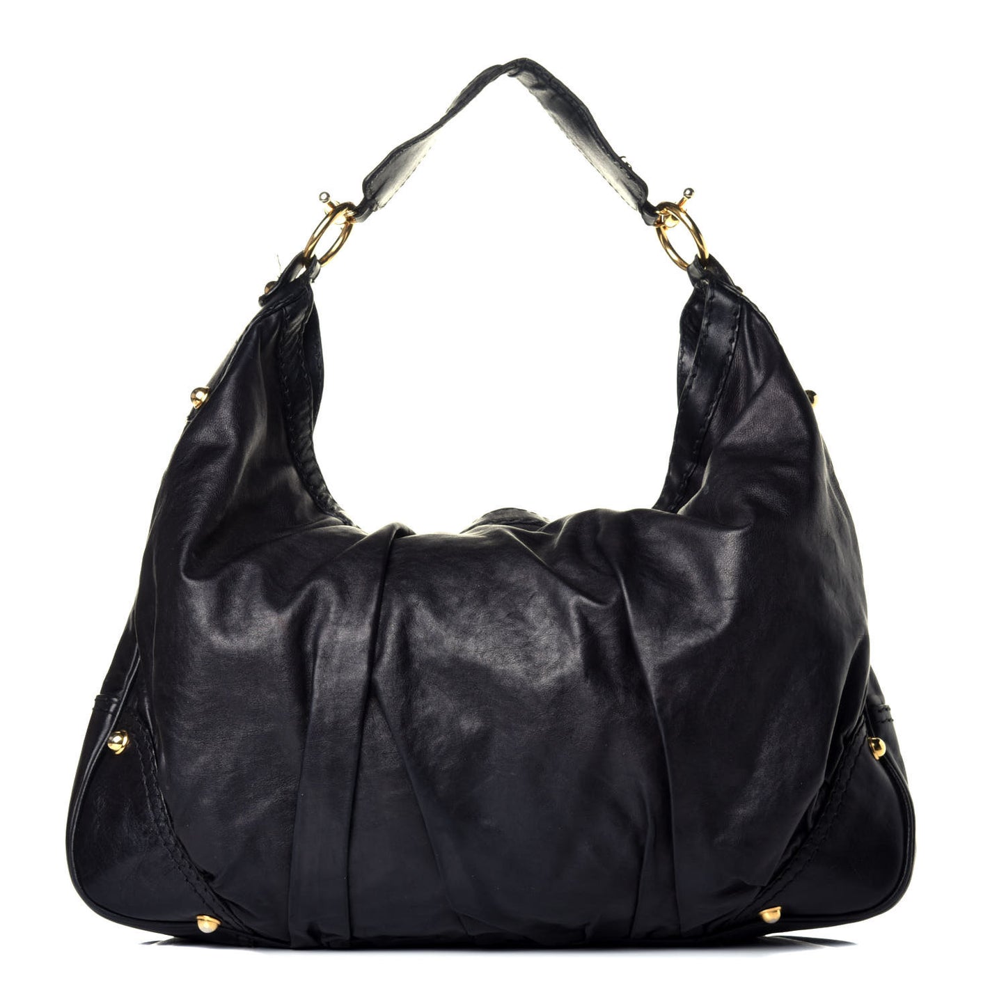 Calfskin Large Jockey Hobo Black