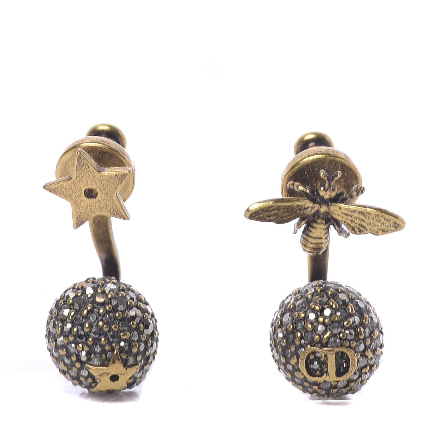 Metal Bee Star Tribale Earrings Aged Gold