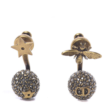 Christian Dior Metal Bee Star Tribale Earrings Aged Gold 1 of 4