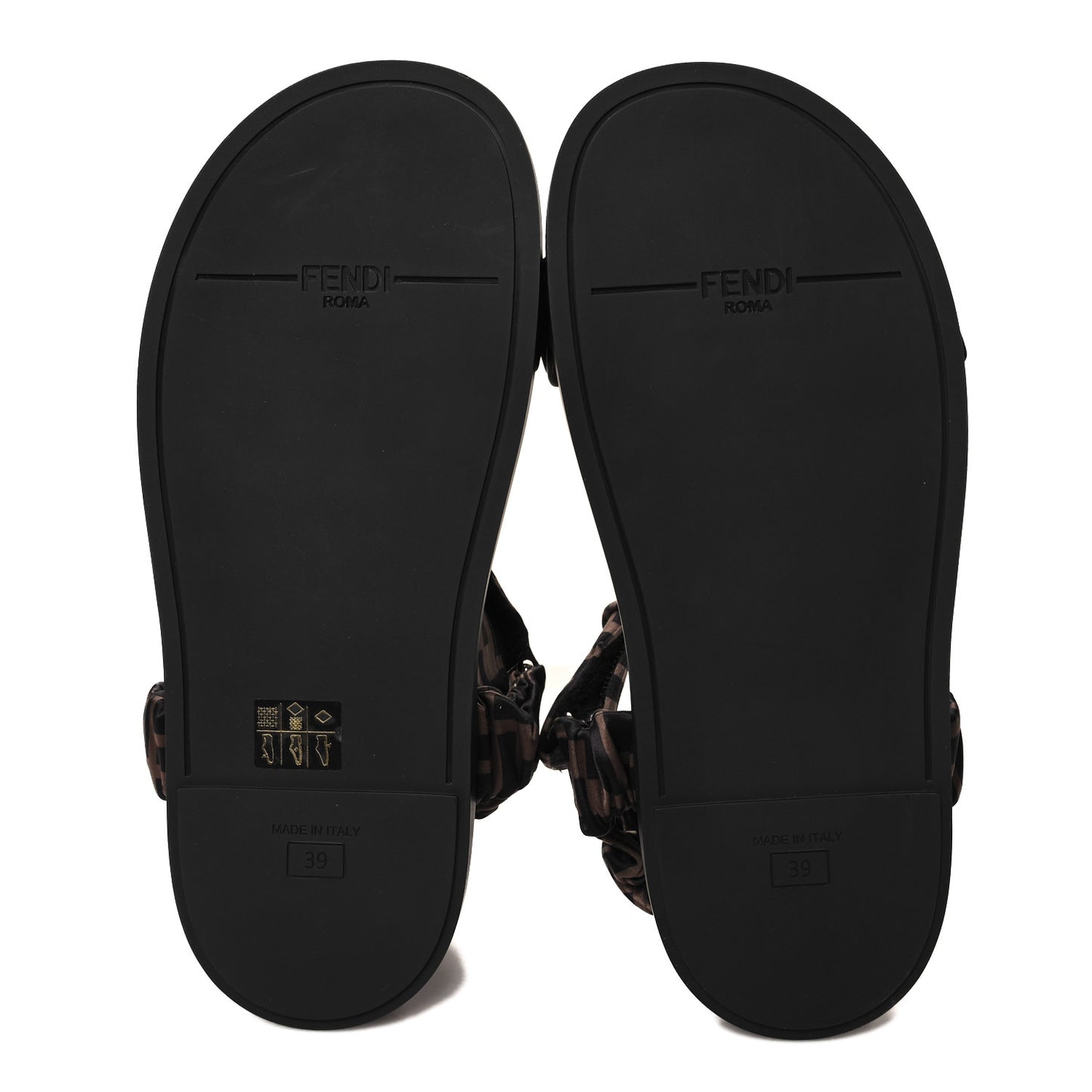 Satin FF Ruched Sandals 39 Tobacco Black