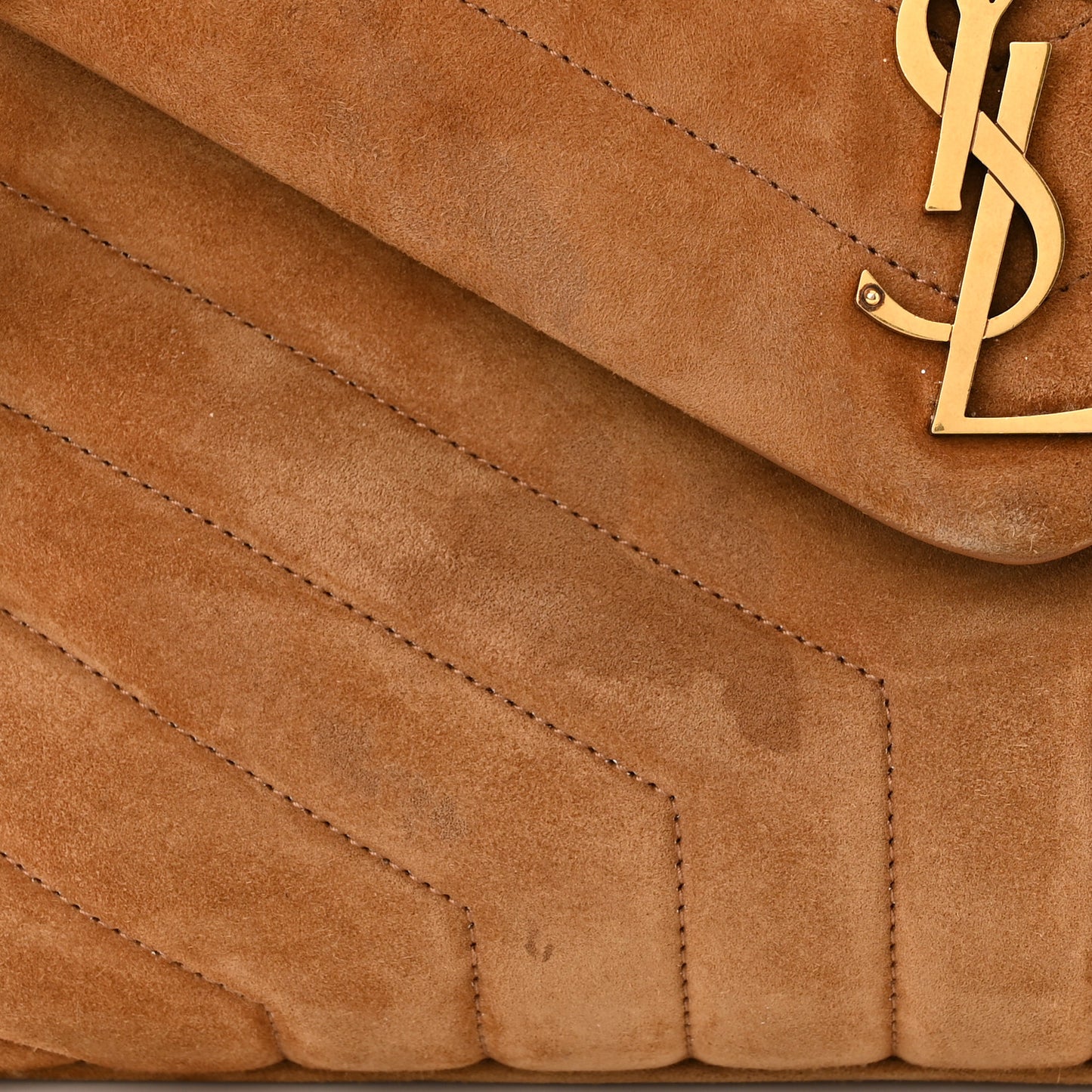 Suede Y Quilted Monogram Medium Loulou Chain Satchel Cinnamon