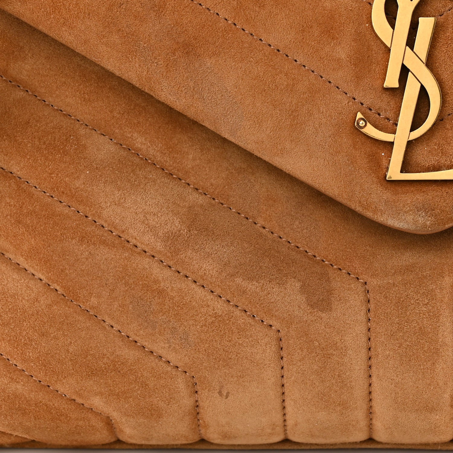 Saint Laurent Suede Y Quilted Monogram Medium Loulou Chain Satchel Cinnamon 12 of 13