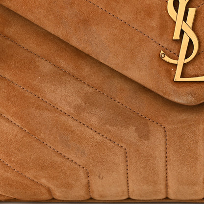 Saint Laurent Suede Y Quilted Monogram Medium Loulou Chain Satchel Cinnamon 12 of 13