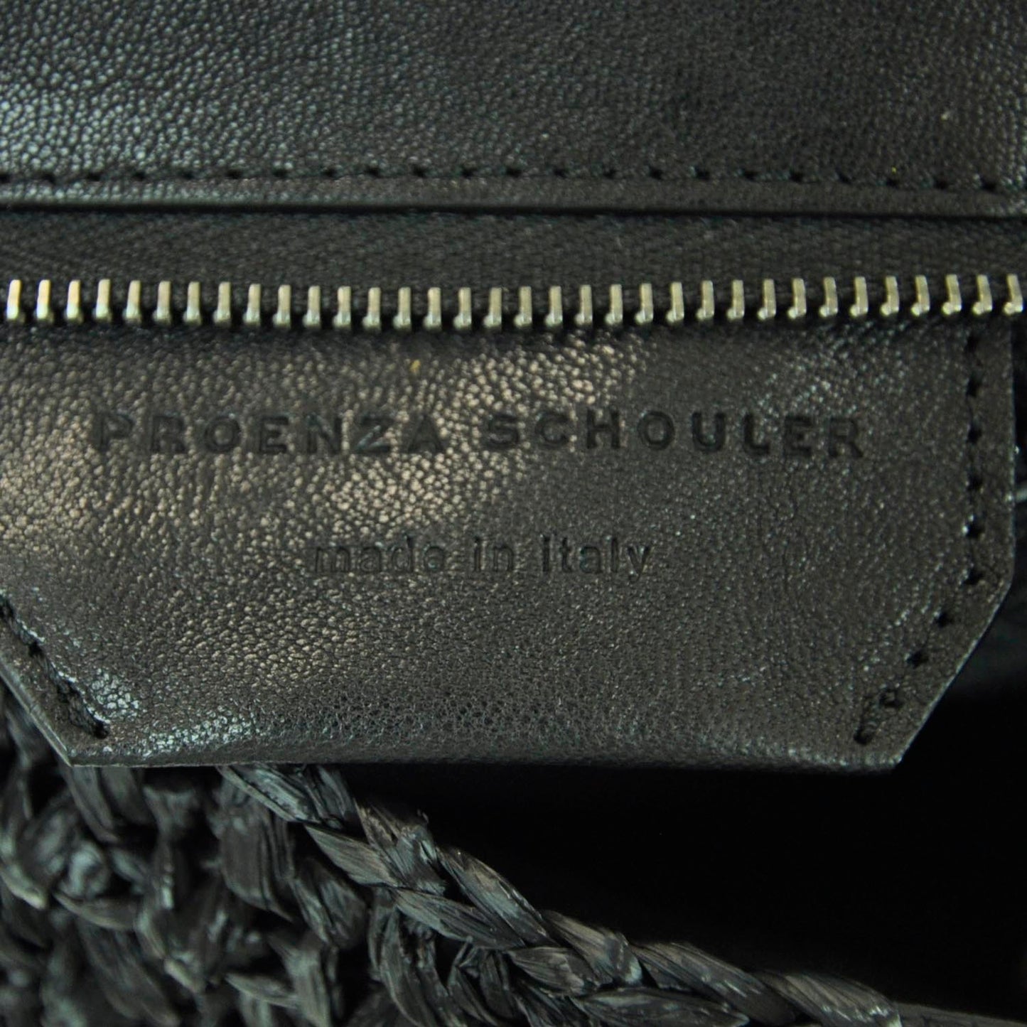 Raffia Leather PS1 Clutch Black