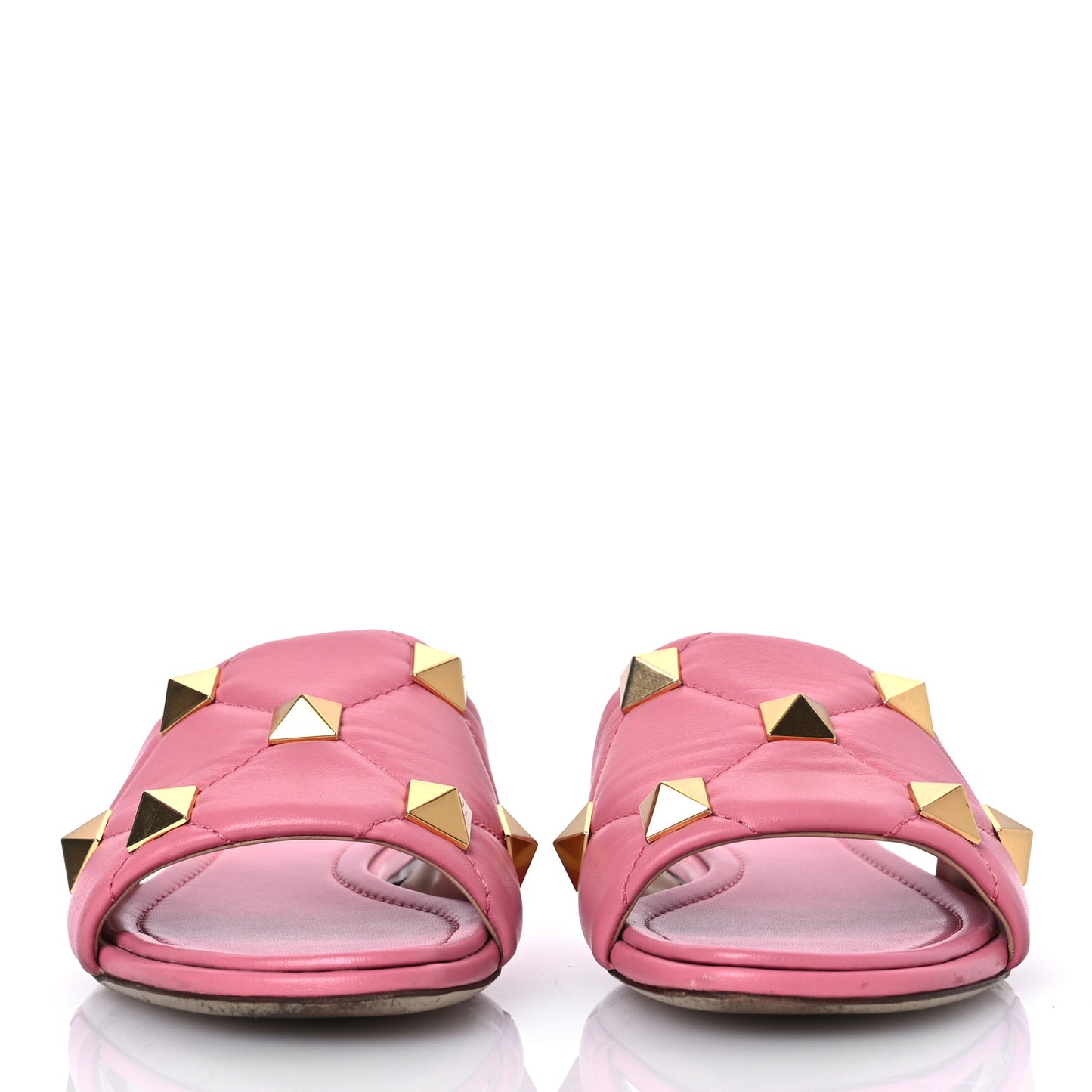 Nappa Roman Stud Flat Slide Sandals 39.5 Flaming Pink