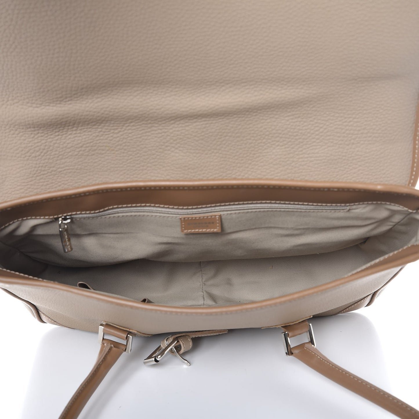 Grained Calfskin Satchel Brown