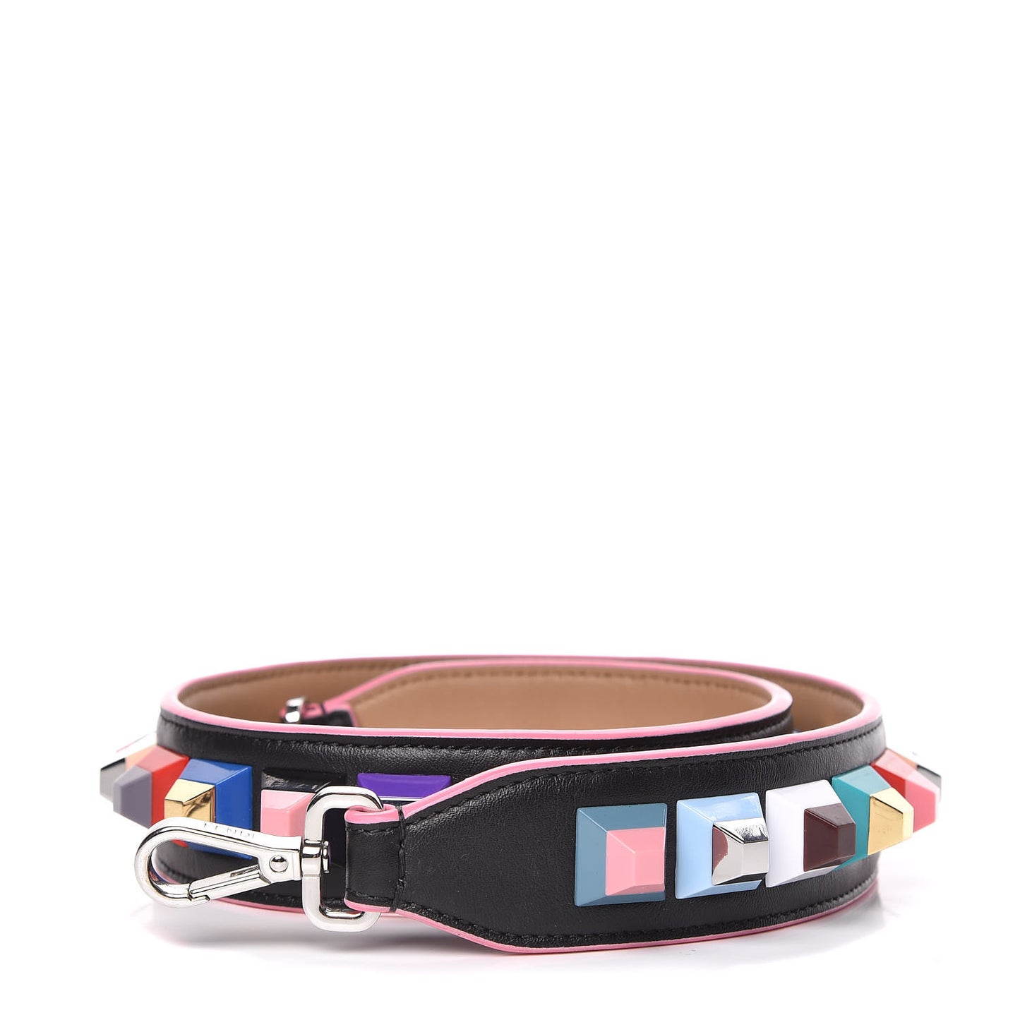 Vitello Dolce Plexiglass Bi-Color Studded Strap You Black Brownie Multicolor