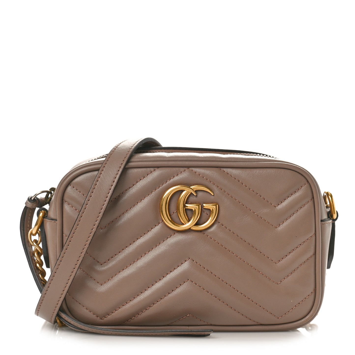 Calfskin Matelasse Mini GG Marmont Chain Shoulder Bag Porcelain Rose