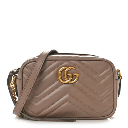 Gucci Calfskin Matelasse Mini GG Marmont Chain Shoulder Bag Porcelain Rose 1 of 11