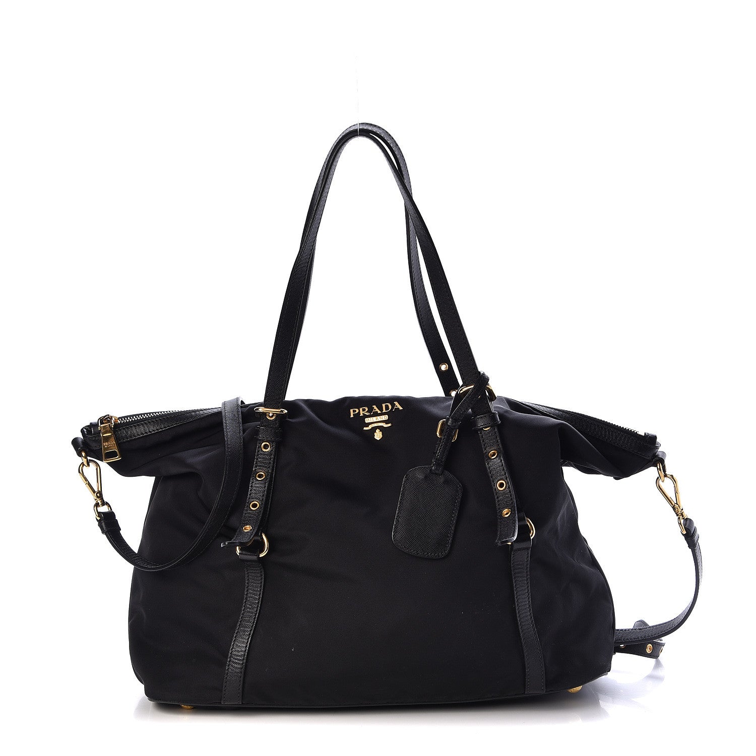 Prada Tessuto Nylon Saffiano Tote Black 1 of 12