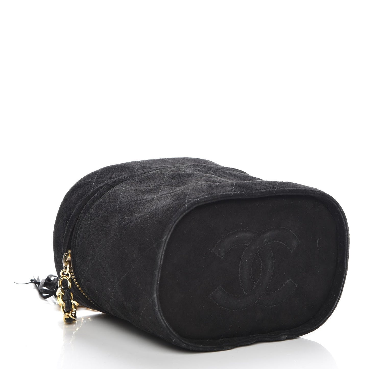 Suede Quilted CC Tassel Shoulder Bag Black