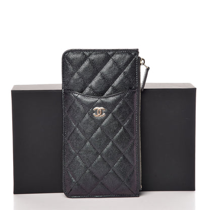 Chanel Iridescent Caviar Quilted Classic Flat Wallet Pouch Black 8 of 8
