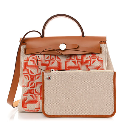 Hermes H Plume Canvas Vache Hunter Circuit 24 Herbag Zip Retourne 31 Orange Mecano Ecru Beige Naturel 1 of 11