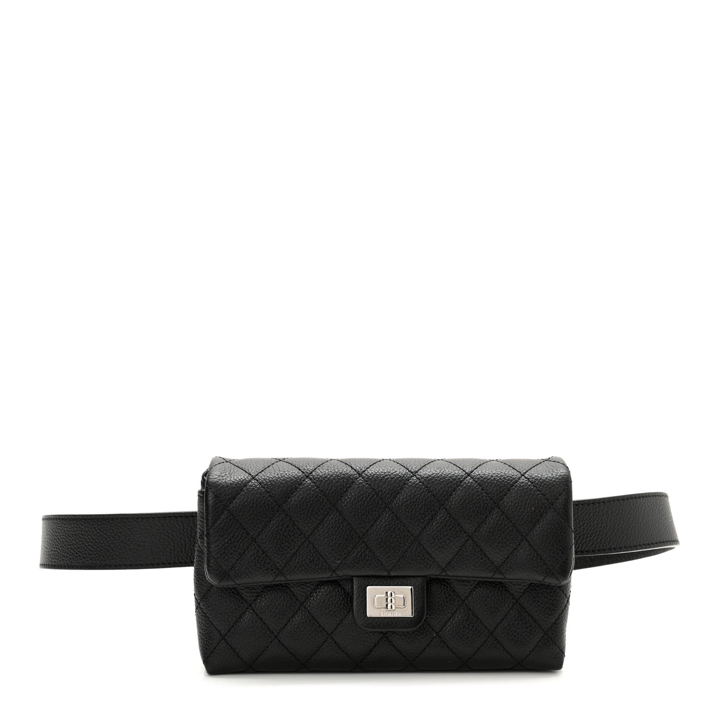 Grained Calfskin Quilted 2.55 Reissue Flap Belt Bag Clutch Black